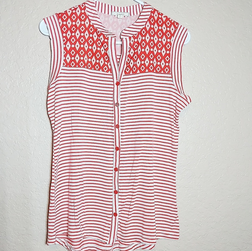 Anthropologie Pleione white red blouse top size S